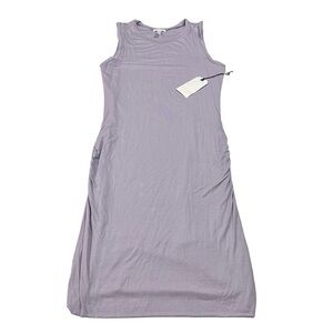 Leith Lavendar Essential Tank Ruched Sides T-Shirt MIDI Dress Sz L Bodycon NWT